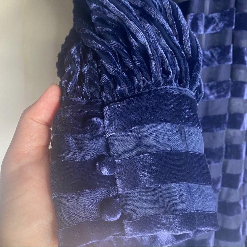 ASOS Sheer Velvet Midnight Blue Babydoll Dress Sz 10 - Picture 8 of 11